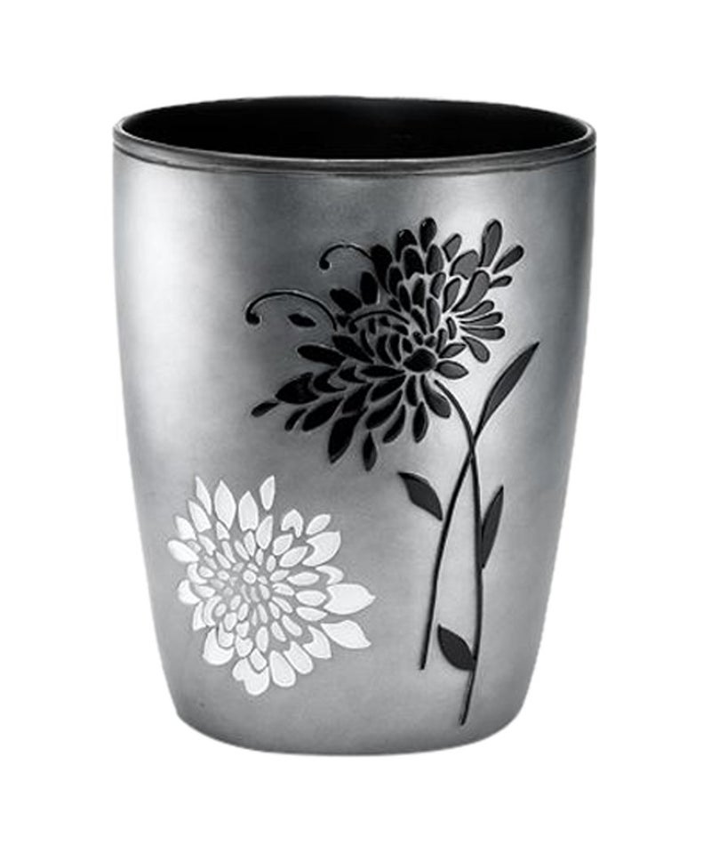 Popular Bath Erica Collection Grey Resin Trash Can, 9" x 6" x 9.5" - Image 1
