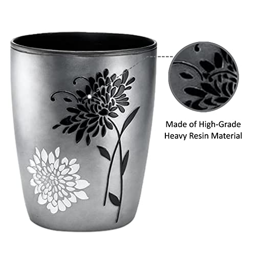 Popular Bath Erica Collection Grey Resin Trash Can, 9" x 6" x 9.5" - Image 2