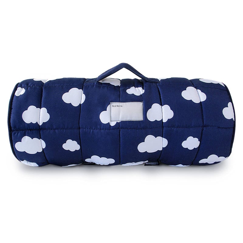 Biloban Toddler Nap Mat with Pillow and Blanket, Portable Nap Mats for Preschool Kindergarten Daycare Roll up Sleeping Bag for Kids Quilted Nap Mat, Super Soft & Cozy, Navy Cloud, 50" x 21" - Image 5