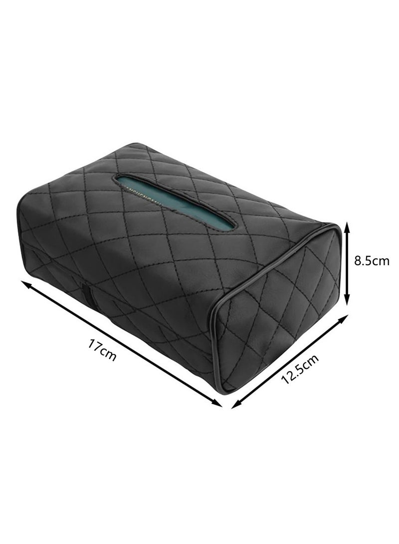 Car Chair Back Mounted Tissue Holder PU Leather Case,Black - Image 4