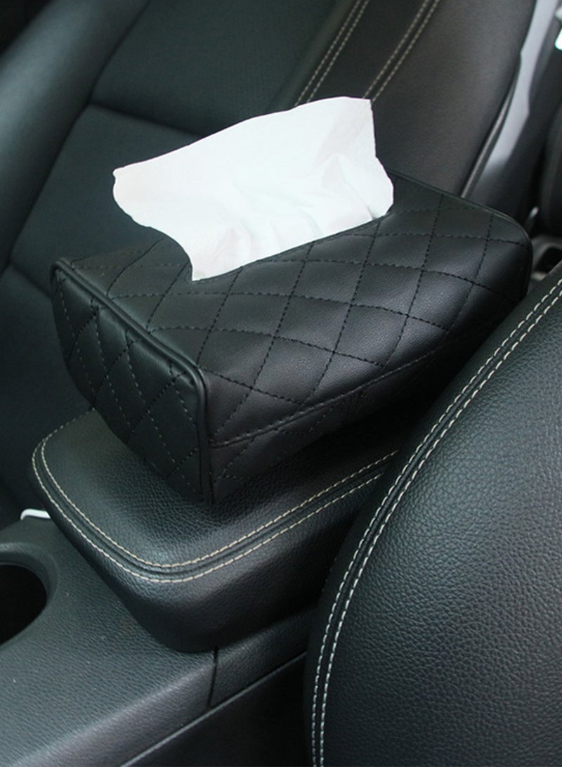 Car Chair Back Mounted Tissue Holder PU Leather Case,Black - Image 5