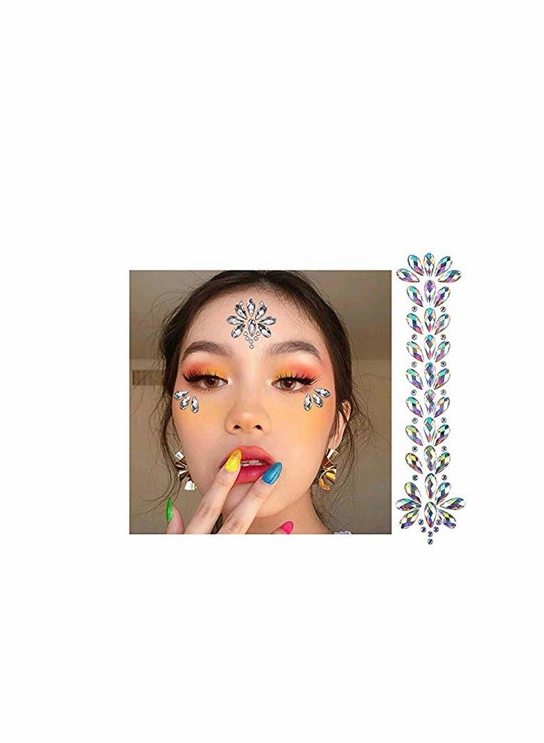 KASTWAVE Hair Gems Stickers, Face Body Jewels Stickers Eyes Forehead, Mermaid Rhinestone Glitter with Self Adhesive Crystal Tears Paste for Masquerade Festival Party - Image 4