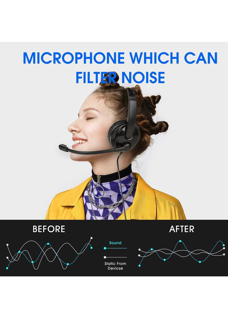 Excefore Headset,Surround Sound Gaming Headset With Cross-Platform Compatibility, 3.5mm/USB Jack 2-In-1 Computer Headset with Noise Cancelling & Audio Controls for Laptop Tablet - Image 3