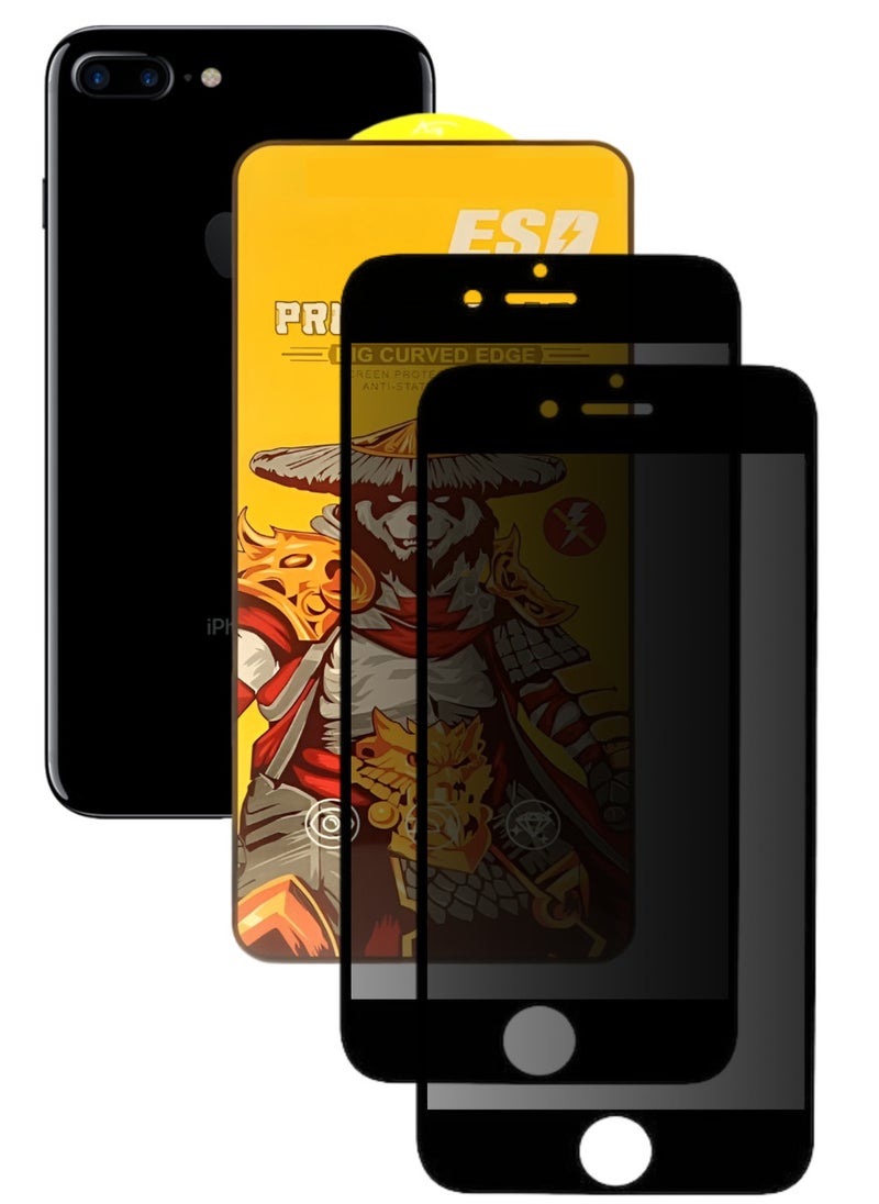 ESD 2 Pieces Tempered Dustproof Privacy Glass Screen Protector Compatible For iPhone 7 Plus - Image 1