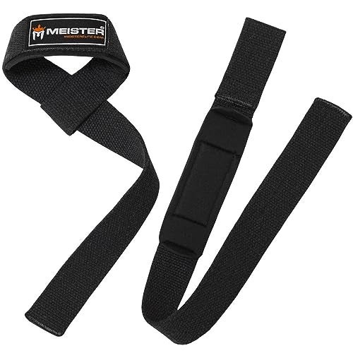 Meister Neoprene-Padded No-Slip Weight Lifting Straps for Grip (Pair) - Black - Image 4