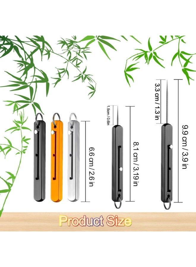 SYOSI Portable Titanium Toothpicks (3 Pieces), Retractable Reusable Metal Toothpicks with Stainless Steel Holder Keychain – Ideal for Outdoor Travel and Camping - Image 3