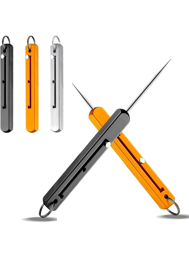 SYOSI Portable Titanium Toothpicks (3 Pieces), Retractable Reusable Metal Toothpicks with Stainless Steel Holder Keychain – Ideal for Outdoor Travel and Camping - Image 1
