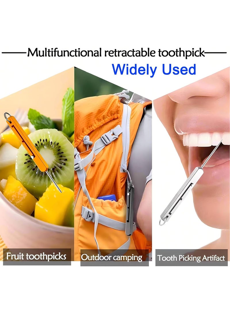 SYOSI Portable Titanium Toothpicks (3 Pieces), Retractable Reusable Metal Toothpicks with Stainless Steel Holder Keychain – Ideal for Outdoor Travel and Camping - Image 5