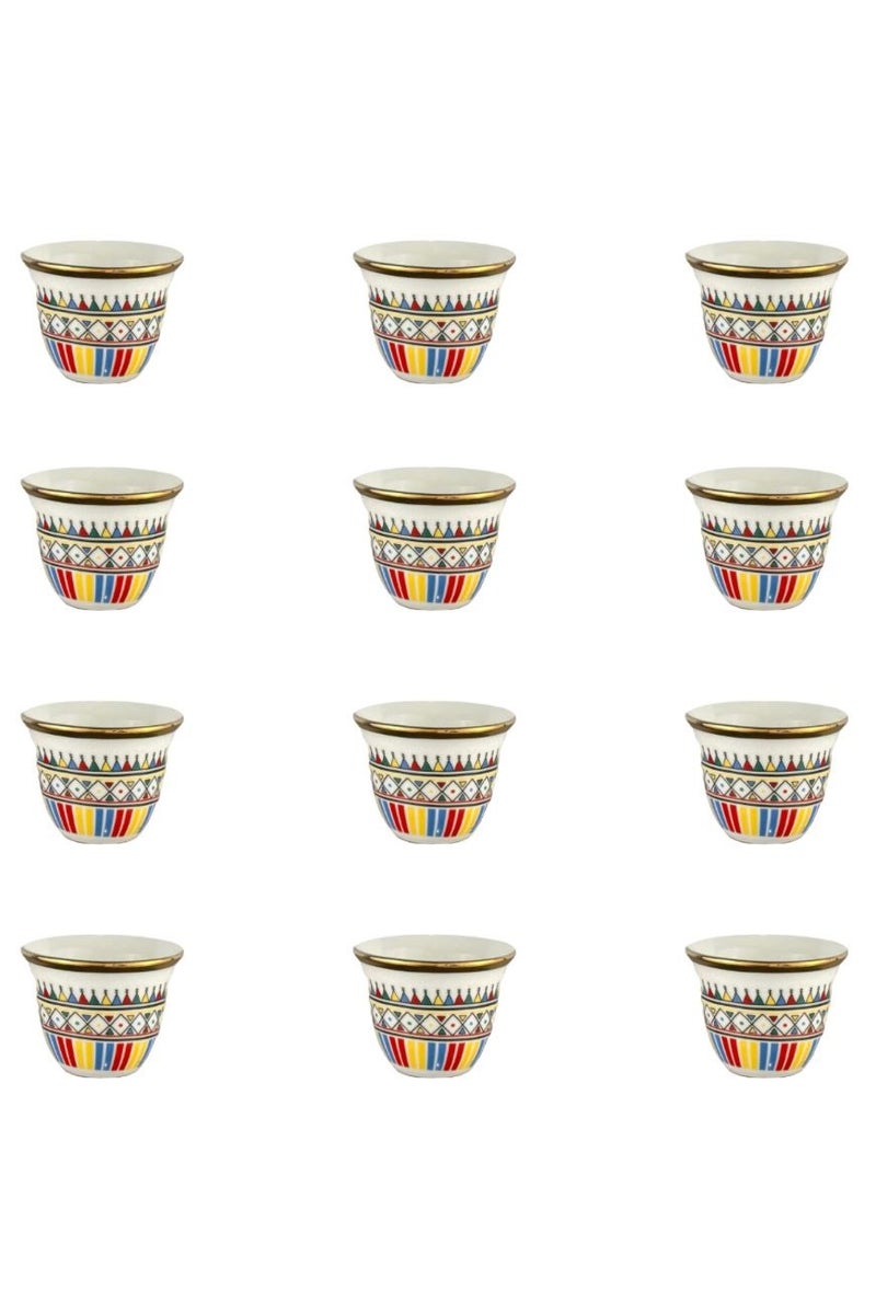 آفاق فنجان قهوة سعودية نقش عسيري سيراميك 12 قطعة 80 مل - Image 1