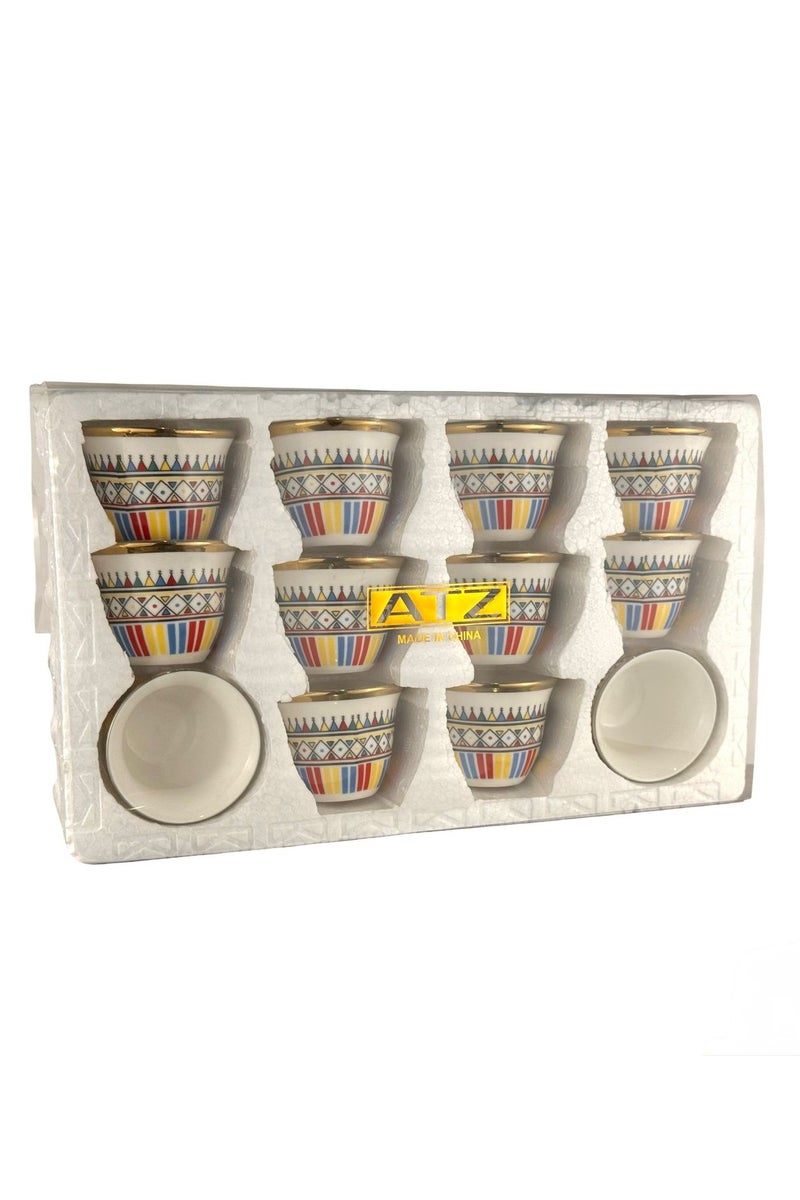 آفاق فنجان قهوة سعودية نقش عسيري سيراميك 12 قطعة 80 مل - Image 3