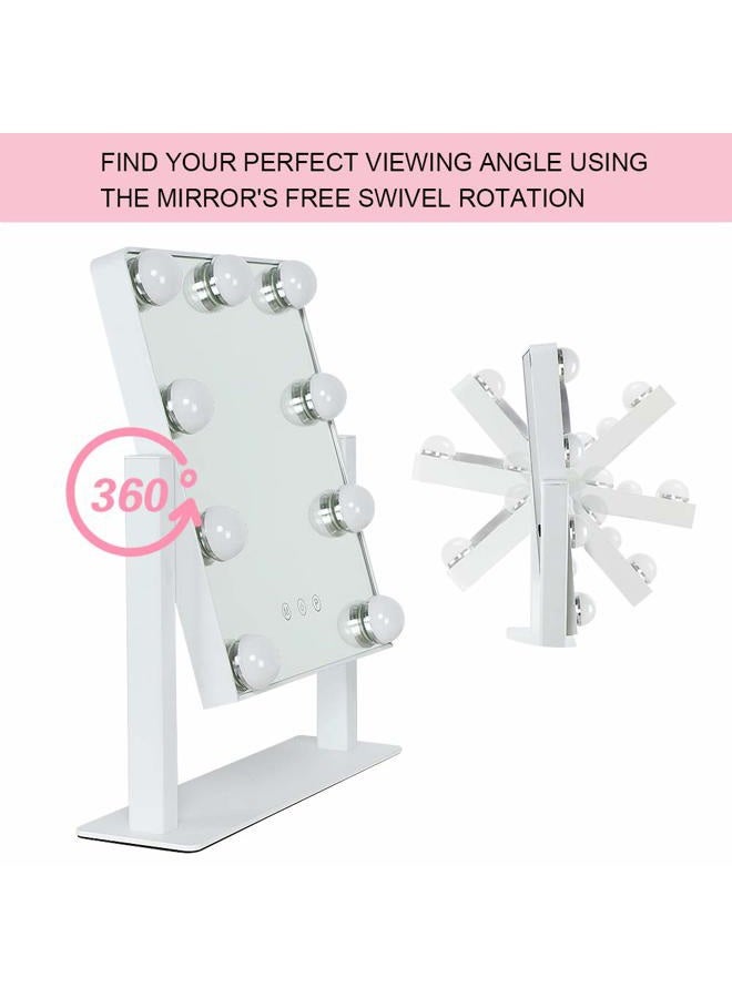 Depuley Makeup Vanity Mirror with Lights, 10X Magnification Hollywood Lighted Mirror with 9 Dimmer Led Bulbs, Plug in Light-up Beauty Mirror, Touch Screen Lighted Table Set Mirror, 360°Rotation(White)  - Image 5