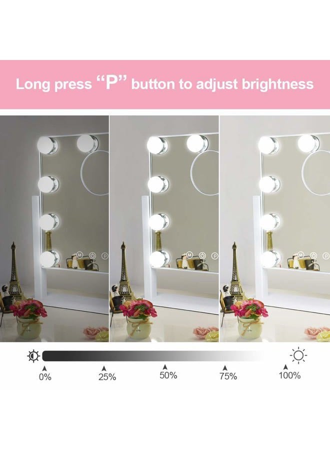 Depuley Makeup Vanity Mirror with Lights, 10X Magnification Hollywood Lighted Mirror with 9 Dimmer Led Bulbs, Plug in Light-up Beauty Mirror, Touch Screen Lighted Table Set Mirror, 360°Rotation(White)  - Image 3