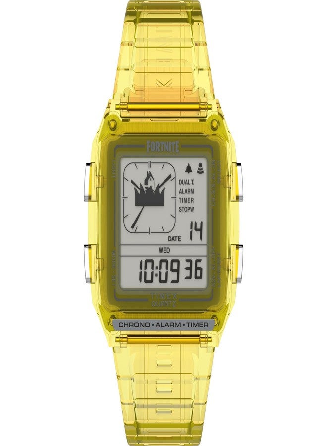 Timex Men's Q LCA x Fortnite 35mm Watch - Yellow Strap Digital Dial Yellow Case - Image 1
