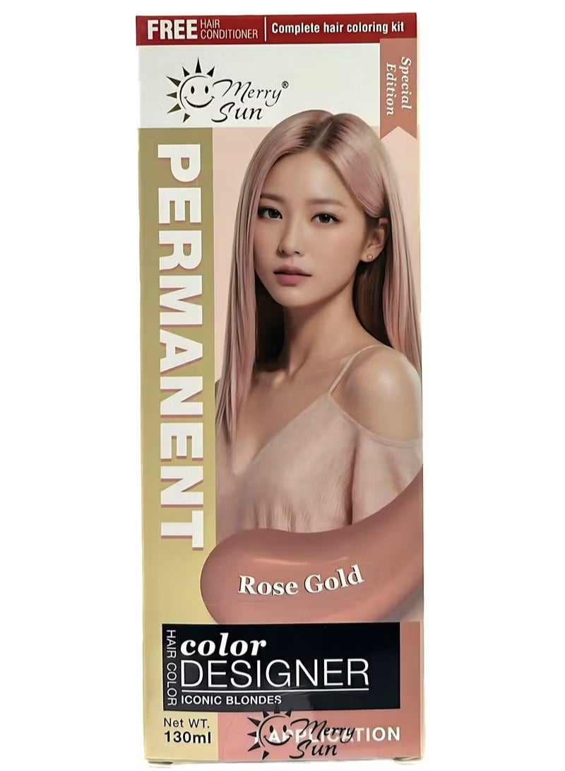 ميلاد سعيد صبغة شعر دائمة من ميري صن - ذهبي وردي (مجموعة تلوين كاملة، 130 مل)
