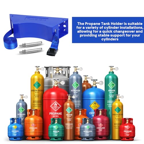 Zhichen star 4PCS Propane Tank Holder, Gas Cylinder Holder, Propane Tank Mount， ABS Gas Cylinder Holder with Screws and Safety Chain Supported 4"-12" , for mounting Various Gas cylinders 4(Blue) - Image 5