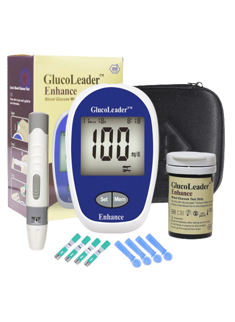 HMD GlucoLeader Enhance Blood Sugar Monitor with 10 + 100 Test Strips and Lancets – 800 Memory Diabetes Testing Kit in mmol/L – CE & ISO Certified UK Blood Glucose Monitor Sugar test Kit (Made In Taiwan)  - Image 3