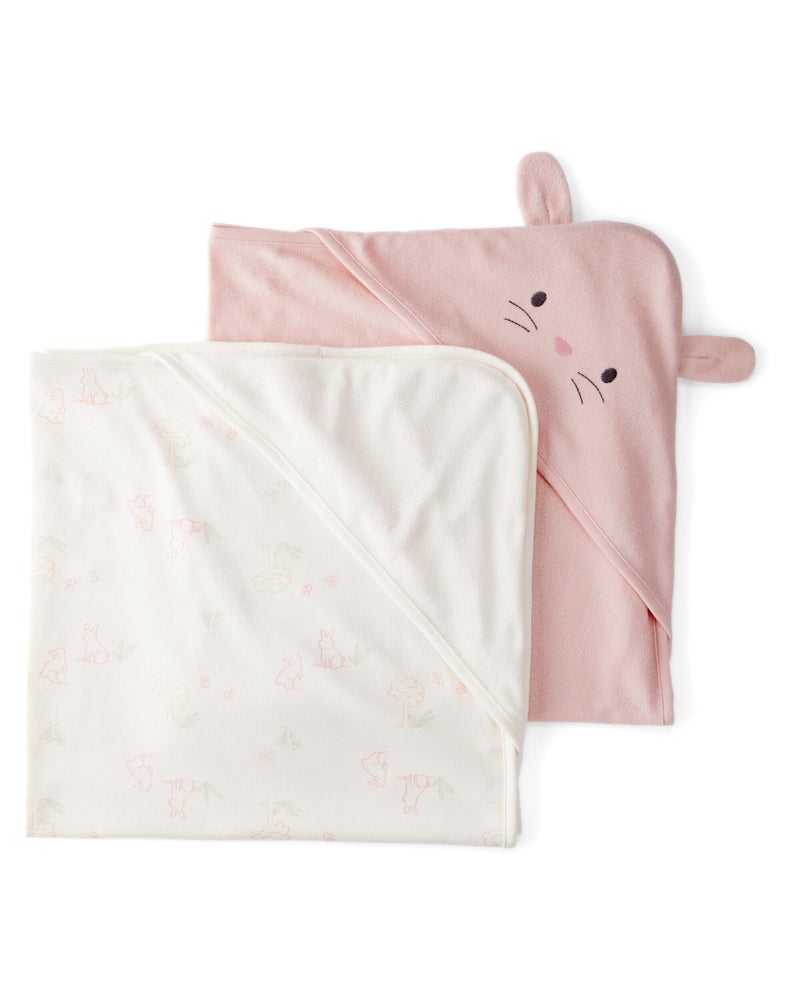 Carter's Baby Hooded Towel (2-pk Ivory/Pink) - Image 1