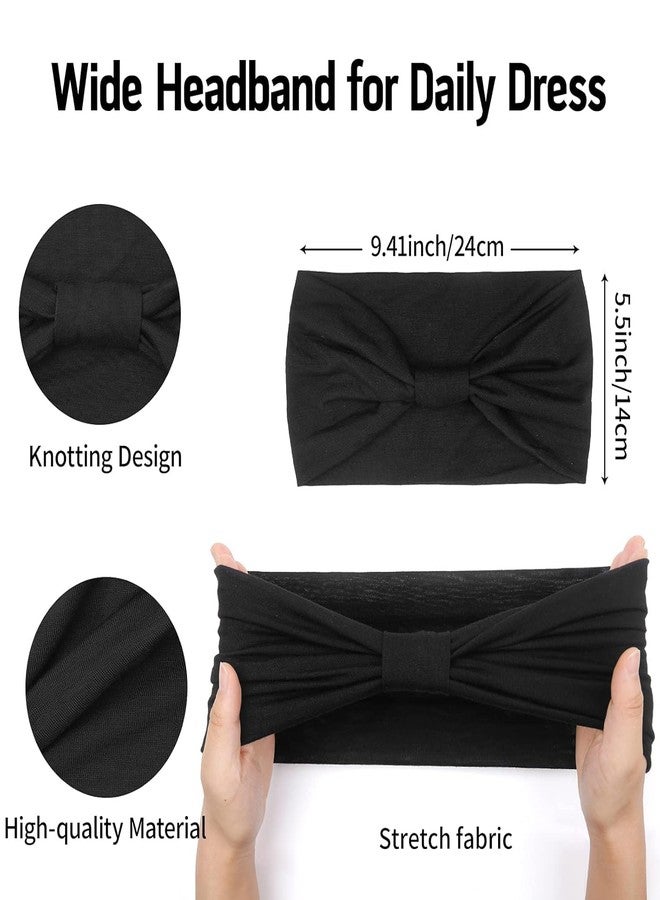 Huachi Headbands for Women, Wide Elastic Head Bands Non Slip, Thick Workout Headband Sweat Bands, Soft Large Knotted Hair Band Turban Headwraps for Washing Face, Makeup, Sport, Running(Pack of 6) - Image 2