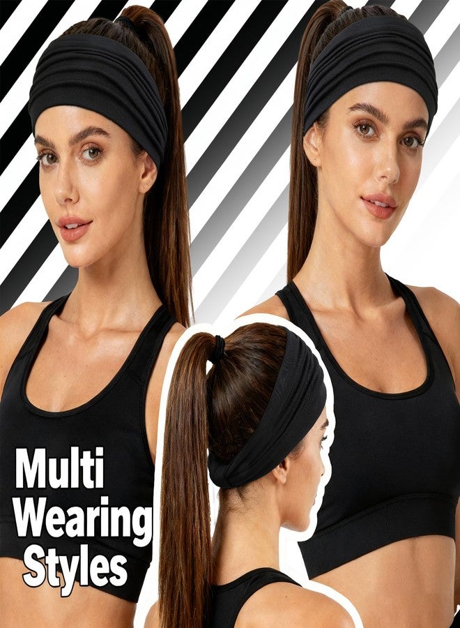 Huachi Headbands for Women, Wide Elastic Head Bands Non Slip, Thick Workout Headband Sweat Bands, Soft Large Knotted Hair Band Turban Headwraps for Washing Face, Makeup, Sport, Running(Pack of 6) - Image 3