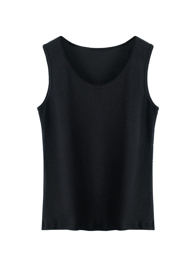Yiershuang 100% Cotton Women's Solid Color Round Neck Comfortable Sleeveless Tank Top Innerwear Outerwear