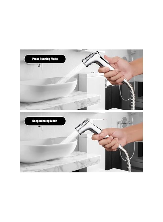 The Bros Bidet Sprayer for Toilet,Shattaf Set, Handheld Sprayer Kit with 47inches Stainless Steel Bidet Hose, Wall Mounted Handheld Bathroom Spray for Personal Hygiene, Chrome - Image 5