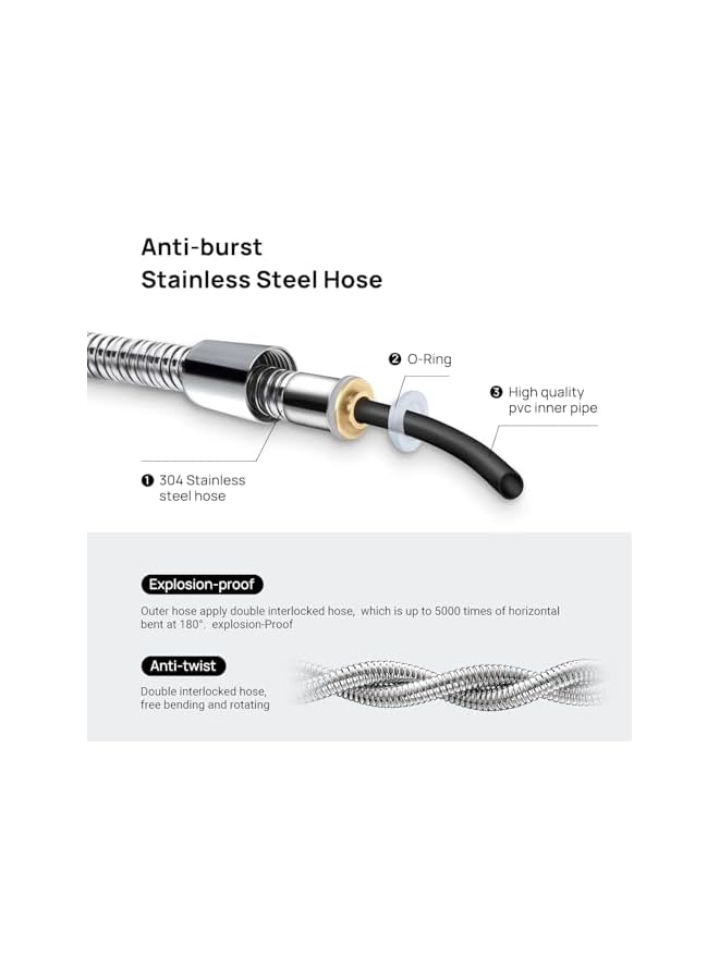 The Bros Bidet Sprayer for Toilet,Shattaf Set, Handheld Sprayer Kit with 47inches Stainless Steel Bidet Hose, Wall Mounted Handheld Bathroom Spray for Personal Hygiene, Chrome - Image 4