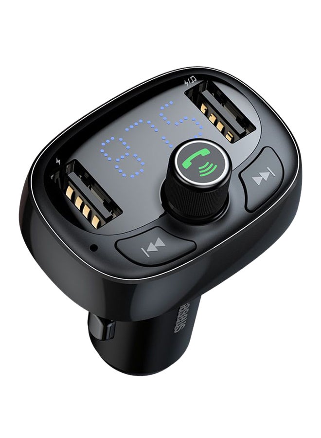 بيسوس محول راديو لاسلكي يعمل بالبلوتوث مع شاحن سيارة USB مزدوج شحن ومشغل MP3 يدعم بطاقة TF وقرص USB أسود - Image 1