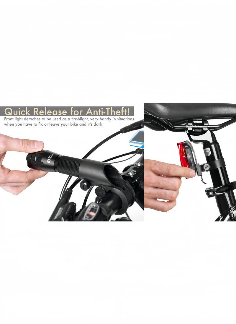 Generic - Bicycle light tail light set bicycle front light+tail light - Image 1