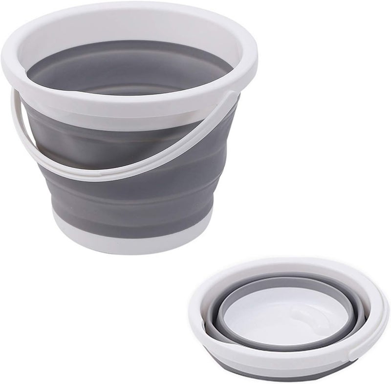 ddLUCK Climate adapted delivery plan 10L (2.6 Gallon) Premium Collapsible Bucket - Fishing Water Pail Folding Bucket Water Bucket Container with Sturdy Handle For Hiking, Backpacking, Camping and Car Household Cleaning（Gray） Simplified versatile design - Image 1