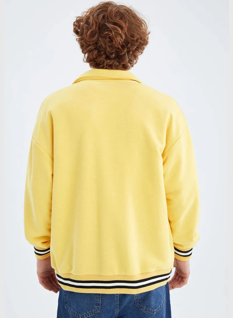 ديفاكتو Regular Fit Long Sleeve Slogan Print Shacket