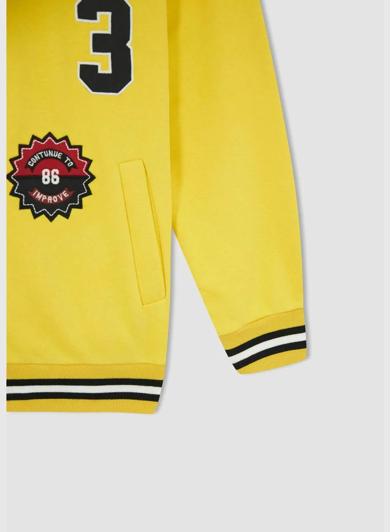 ديفاكتو Regular Fit Long Sleeve Slogan Print Shacket