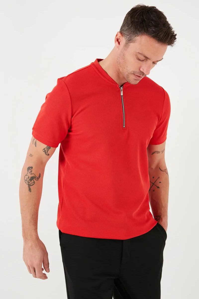 Buratti Cotton Regular Fit Half Zipper T Shirt Men's T Shirt 5902653