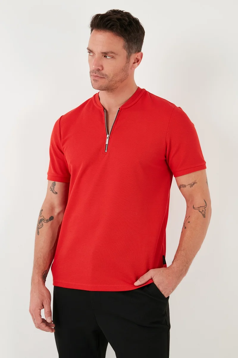 Buratti Cotton Regular Fit Half Zipper T Shirt Men's T Shirt 5902653