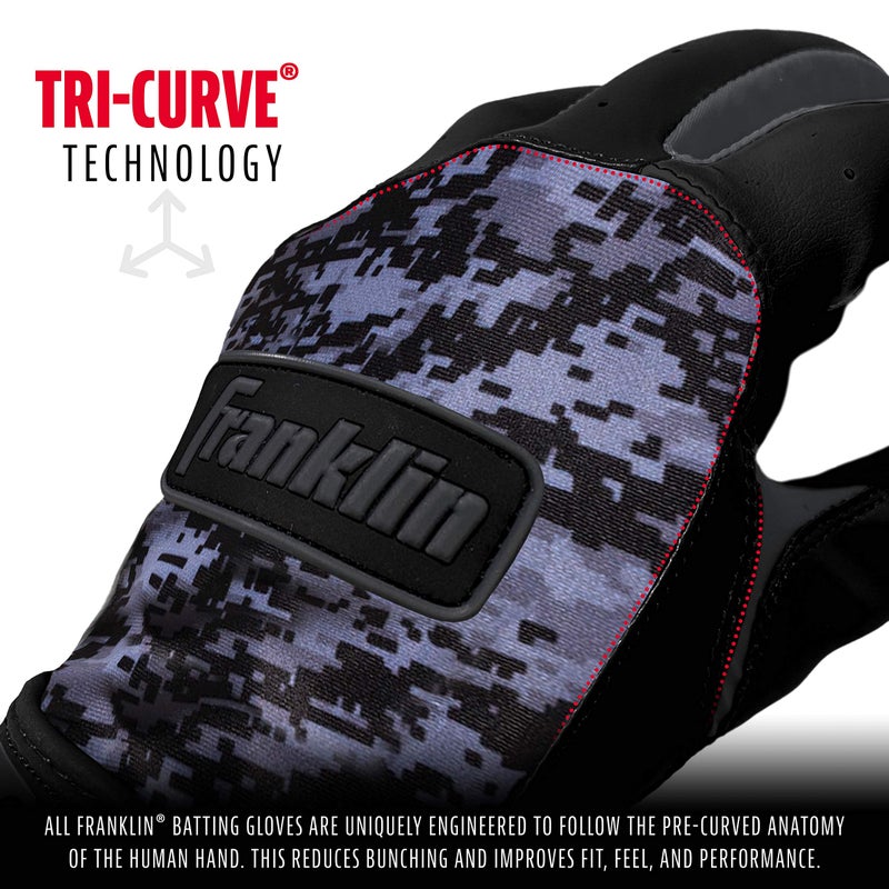 Franklin Sports MLB Digi camo Batting Gloves, Black, Adult Small - Image 3