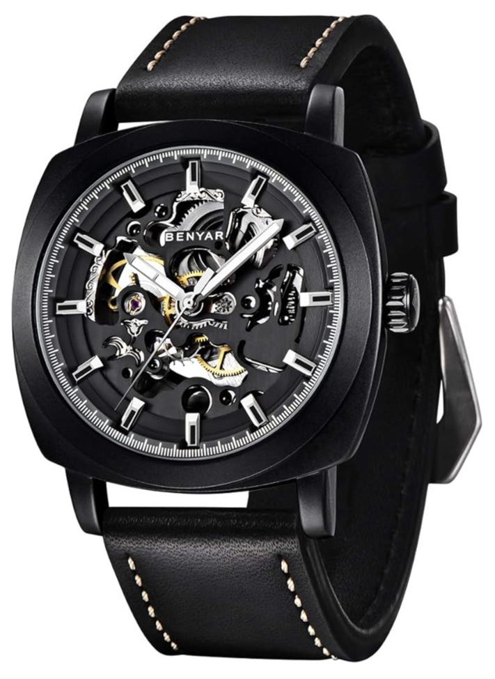 BENYAR Watches for Men Luxury Leather Luminous Water Resistant Automatic Mechanical Wristwatch  - Image 2
