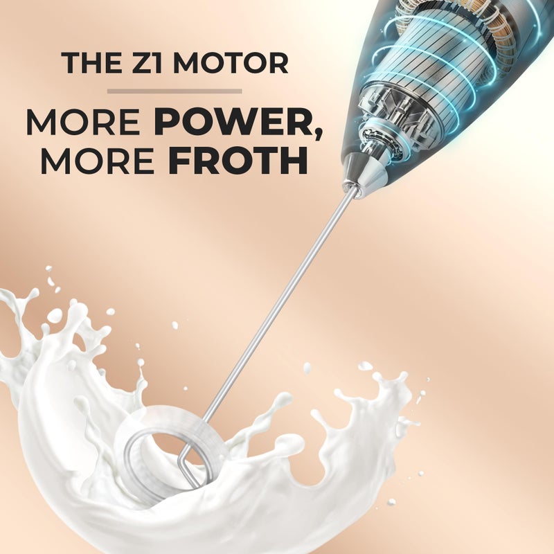 Zulay Kitchen Powerful Milk Frother Wand - Ultra Fast Handheld Drink Mixer - Electric Whisk Foam Maker for Coffee, Lattes, Cappuccino, Matcha & Creamer - Image 3