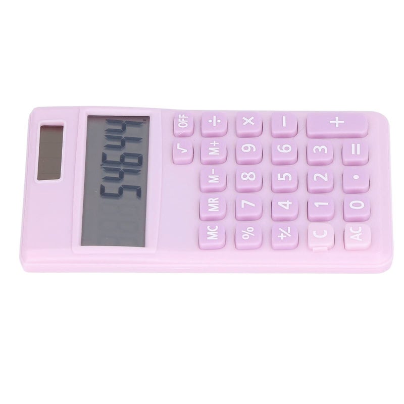 AYNEFY 8 Digit Portable Solar Battery Dual Power Handheld Pocket Calculator Large LCD Display Sensitive Buttons For Business Office School Home Use Pale Pinkish Purple - Image 2