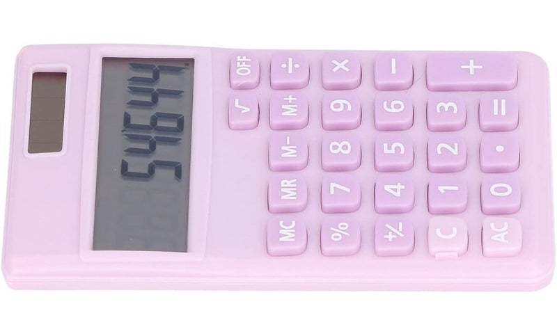 AYNEFY 8 Digit Portable Solar Battery Dual Power Handheld Pocket Calculator Large LCD Display Sensitive Buttons For Business Office School Home Use Pale Pinkish Purple - Image 1