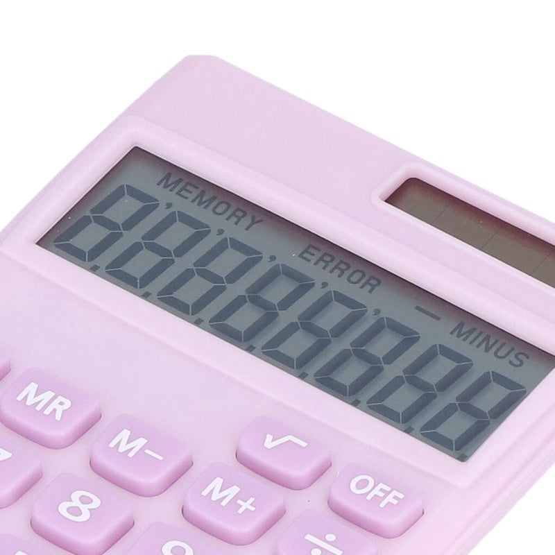 AYNEFY 8 Digit Portable Solar Battery Dual Power Handheld Pocket Calculator Large LCD Display Sensitive Buttons For Business Office School Home Use Pale Pinkish Purple - Image 5