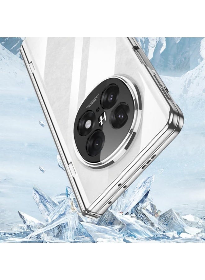 Transparency Magnetic Case Compatible with OPPO Find N5 Cover with High-definition Tempered Film and Invisible Bracket, Electroplating Transparent Bracket Shell - Image 3