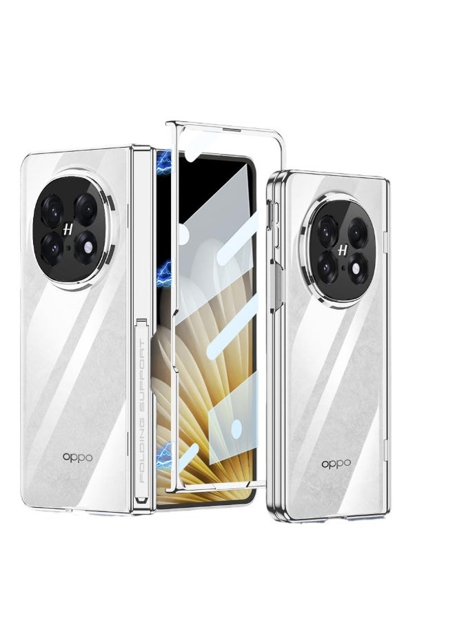 Transparency Magnetic Case Compatible with OPPO Find N5 Cover with High-definition Tempered Film and Invisible Bracket, Electroplating Transparent Bracket Shell - Image 1