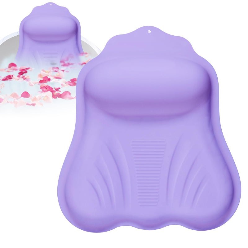 Jalopink Luxury Silicone Bath Pillow for Tub, New Cloud-Soft 4D Air-Cushion Bathtub Pillow for Head and Neck & Back Support, Strong Suction Cups, Waterproof Quick-Dry Bathtub Headrest (Purple) - Image 1
