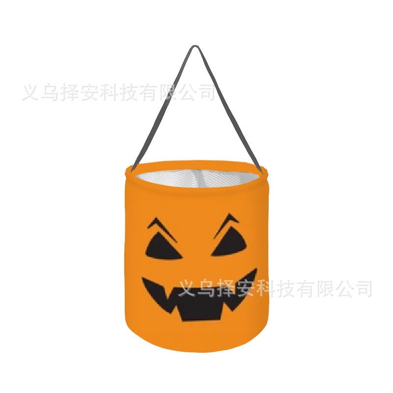 Ze An Halloween Candy Bucket with Pumpkin Ghost Design, LED Light-Up Trick-or-Treat Bag for Children's Day - Image 1