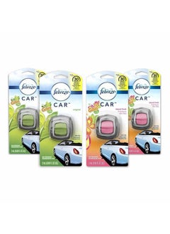 febreze Car Air Freshener, 2 Gain Original and 2 Gain Island Fresh Scents, Odor Eliminator for Strong Odors (4 Count)  - Image 1