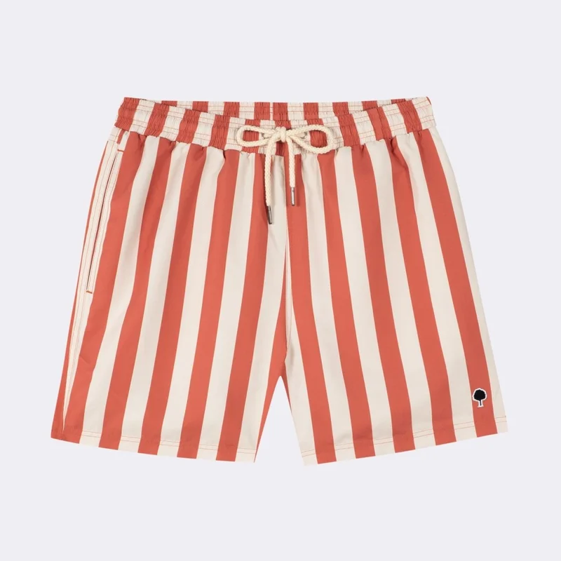 Faguo Mimizan Ecru & Terracota Stripes Swim Shorts