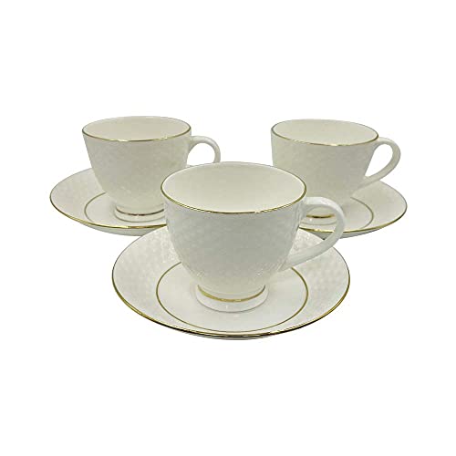 Home-Cart Bone China Flower Print Tea Cup Saucer Set - (12 Pieces Size-140 ml, White, Pink) - Image 2