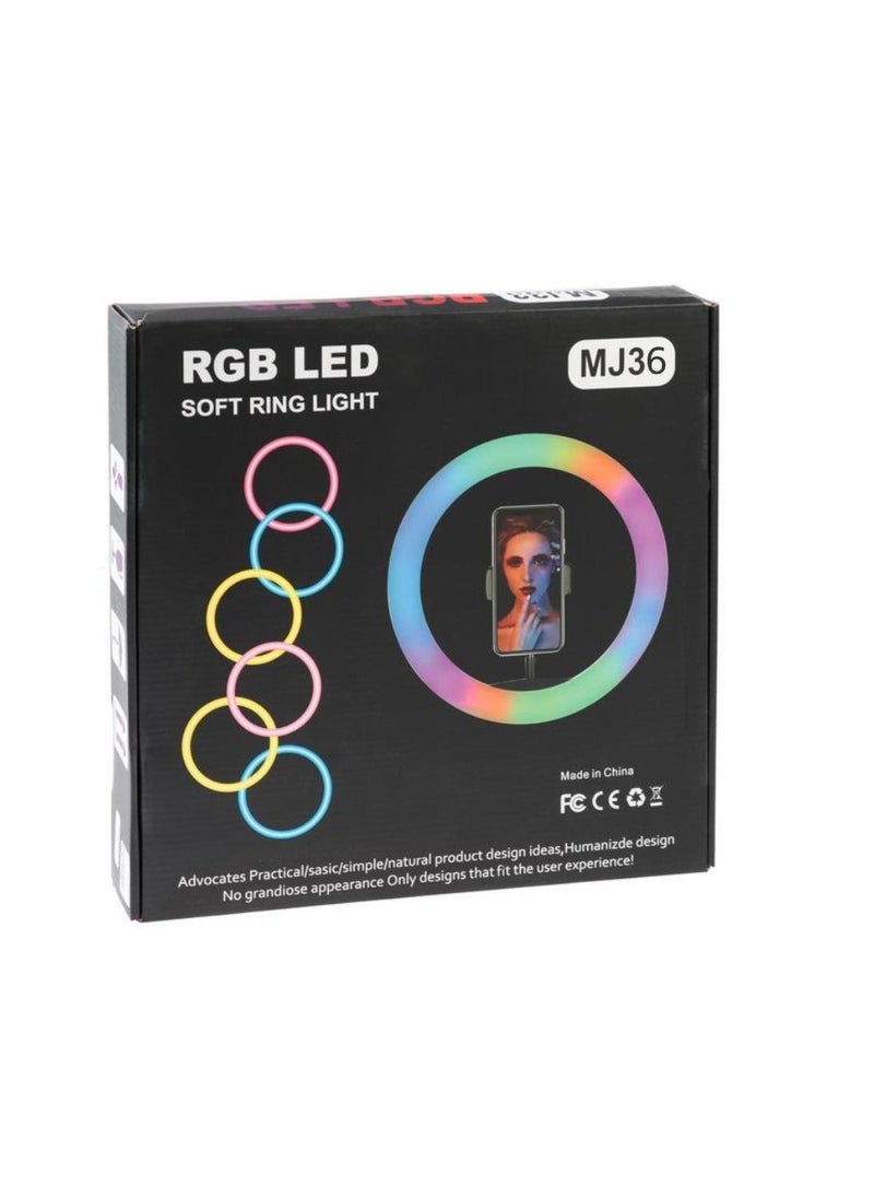 Digi Core ضوء حلقة RGB 16 بوصة مع حامل ثلاثي القوائم بارتفاع 2.1 متر ضوء سيلفي RGB وحامل هاتف 360 درجة للبث المباشر على يوتيوب وإنستجرام وتيك توك  - Image 5
