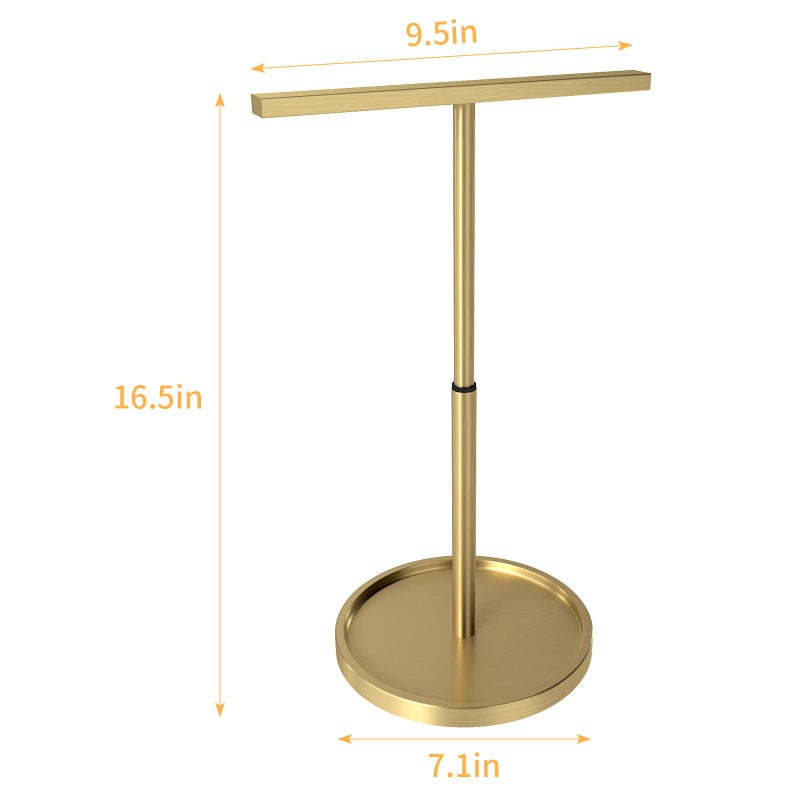 STWWO Hand Towel Holder Stand, T-Shape Countertop Hand Towel Stand for Bathroom Kitchen, Adjustable Hand Towel Holder, Gold - Image 4