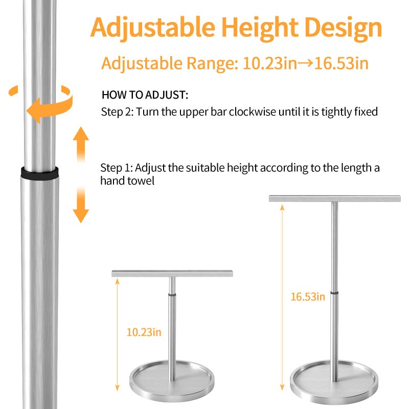 STWWO Hand Towel Holder Stand, T-Shape Countertop Hand Towel Stand for Bathroom Kitchen, Adjustable Hand Towel Holder, Gold - Image 2
