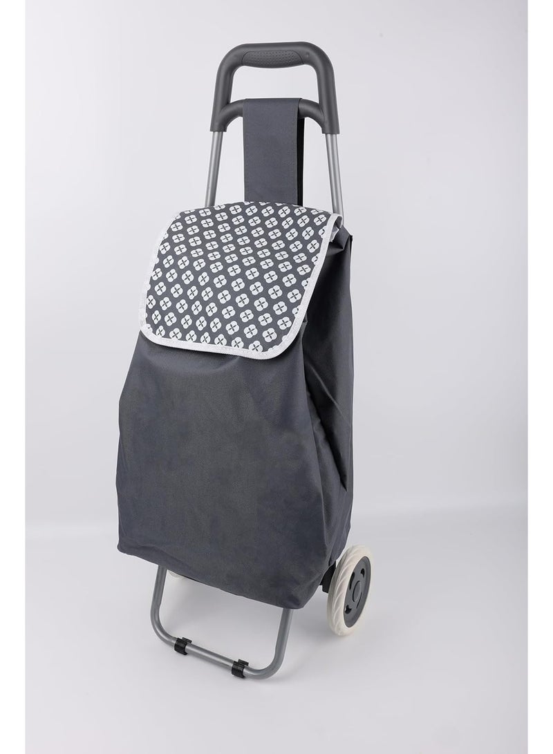 Home Dwell عربة تسوق منزلية بعجلتين - رمادي وأبيض - Image 2